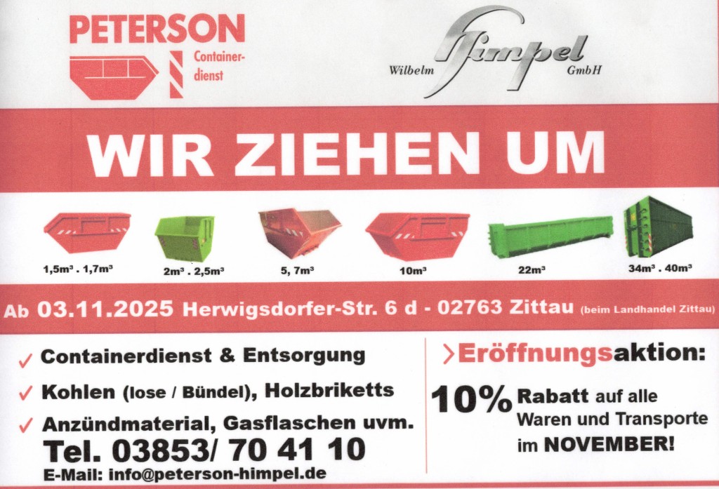 Eröffnungsangebot / Umzug